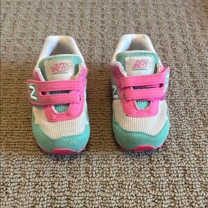 New Balance Pink and Green Velcro Sneakers size 3
